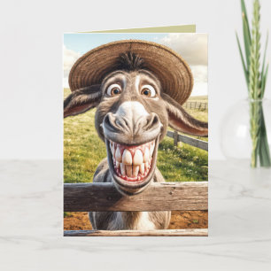 Crazy Birthday Donkey Wearing a Hat Kort