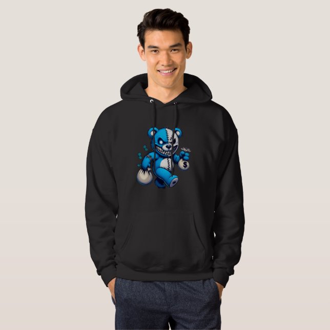 Crazy Blue Bear Hoodie (Hel framsida)