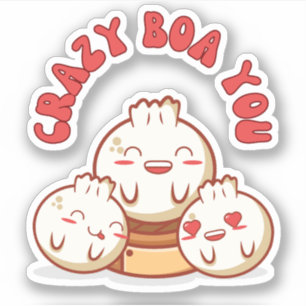 Crazy Boa You - Cute Bao Food Pun Klistermärken