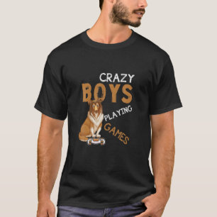 Crazy Boys spelar spel Videogame Afghan Hound Do T Shirt