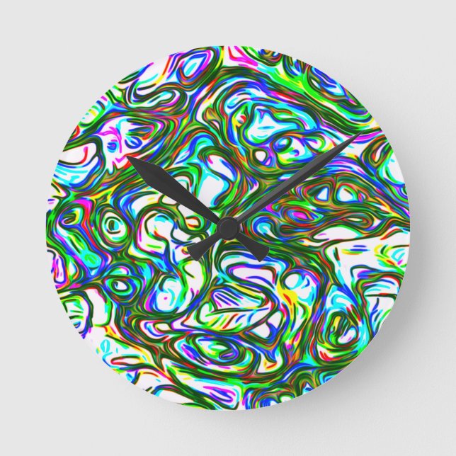 Crazy Brighly Färgad Rund Klocka (Framsida)