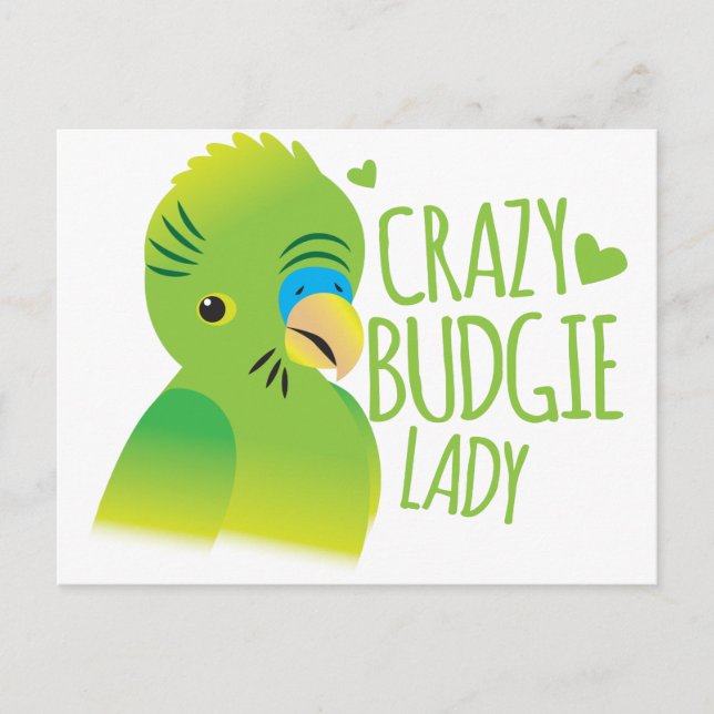 Crazy budgie dam vykort (Framsida)