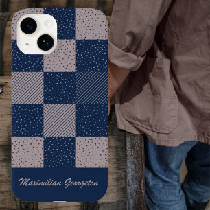 Crazy Buffalo Checka in Taupe Brown och Navy Blue