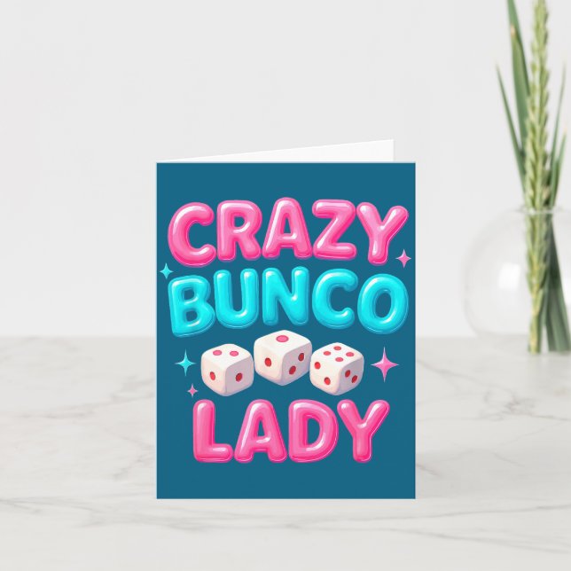 Crazy Bunco Lady Funny Bunco Dice Game Night Women Kort (Framsida)