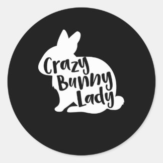 Crazy Bunny Dam - Funny Rabbit Älskare Runt Klistermärke