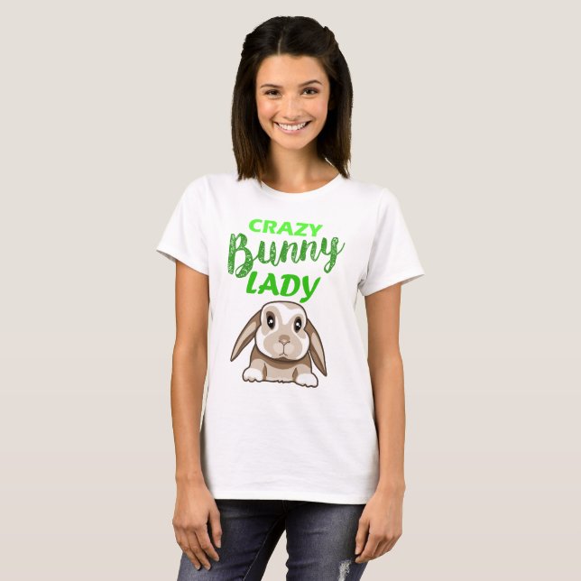 Crazy Bunny Dam Rabbit/Bunny T-Shirt (Hel framsida)