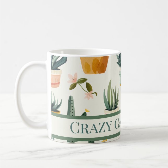 "Crazy cactus dam! text om en aktuariell design Kaffemugg (Vänster)