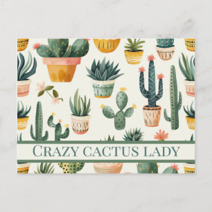 "Crazy cactus dam! text om en aktuariell design Vykort