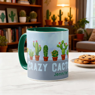 Crazy Cactus Lady Mugg med anpassat namn
