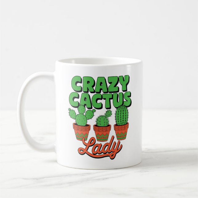 Crazy Cactus Lady – Plant Mom Gift Kaffemugg (Vänster)