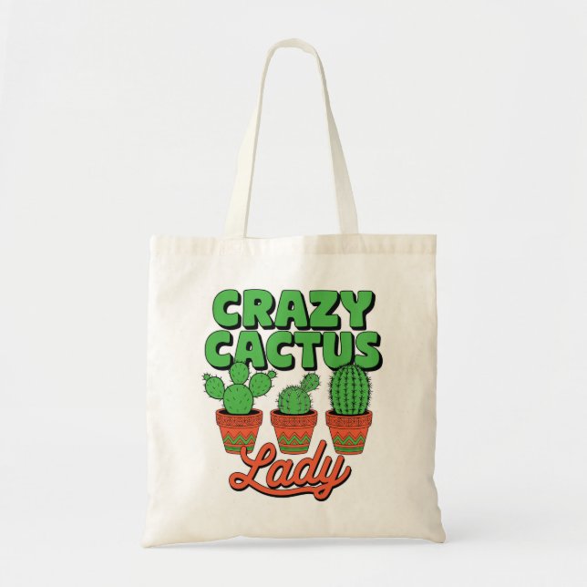 Crazy Cactus Lady – Plant Mom Gift Tygkasse (Framsidan)