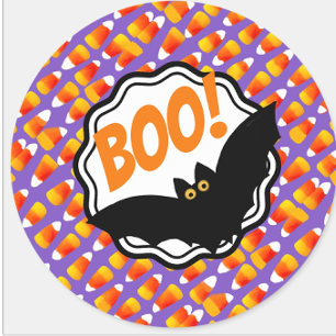 Crazy Candy corn Black Fladdermus Boo! Fyrkantigt Klistermärke