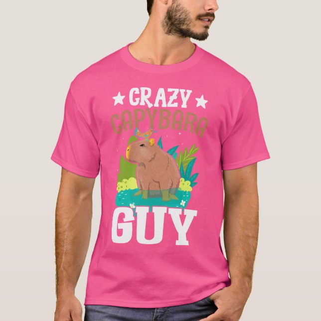 Crazy Capybara Guy Funny Cavies Rodent Capybara Lo T Shirt (Framsida)