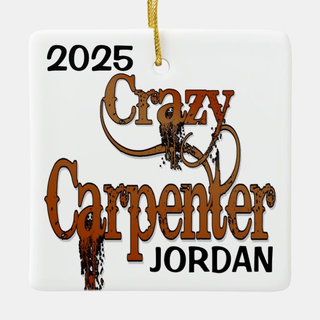 Crazy Carpenter ANPASSNINGSBAR Julgransprydnad Keramik (Framsida)
