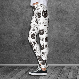 Crazy Cat Ansikte Mönster Leggings