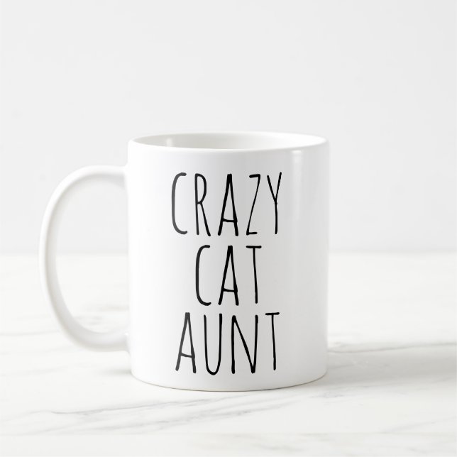 Crazy Cat Aunt Text Design Kaffemugg (Vänster)