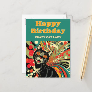 Crazy Cat Dam Birthday Helg Vykort