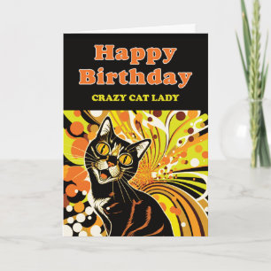 Crazy Cat Dam Birthday Kort
