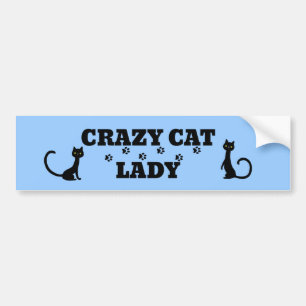 Crazy Cat Dam Bumper Sticker - Byt Färg Bildekal
