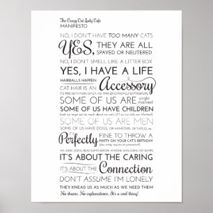 Crazy Cat Dam Cafe Manifesto Poster
