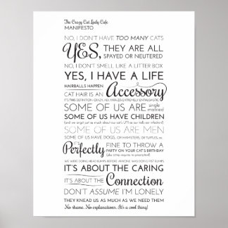 Crazy Cat Dam Cafe Manifesto Poster