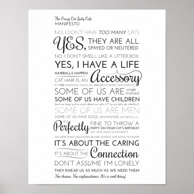 Crazy Cat Dam Cafe Manifesto Poster (Framsidan)