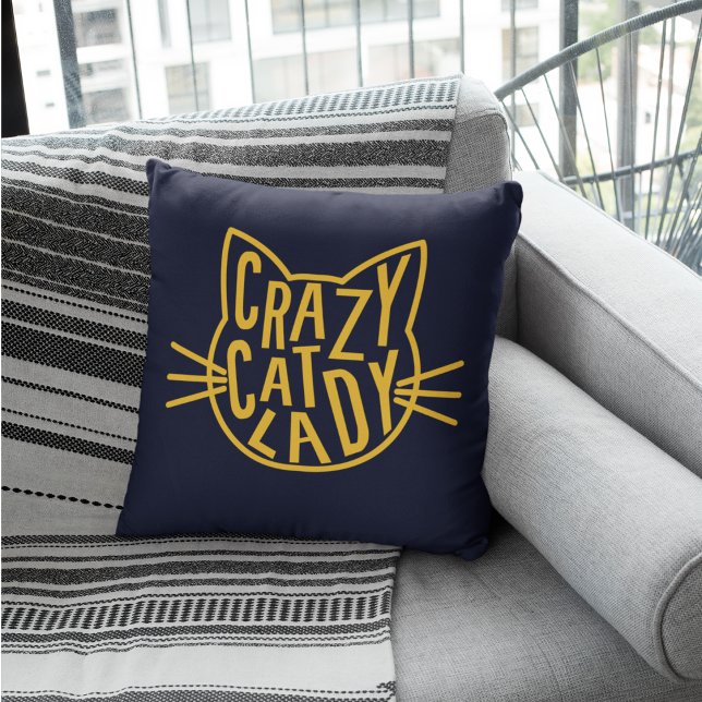 Crazy Cat Dam Cat Ansikte Kudde (Skapare uppladdad)