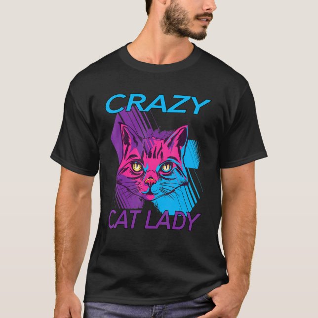 Crazy Cat Dam Cat Kattunge Mamma Kitten T Shirt (Framsida)