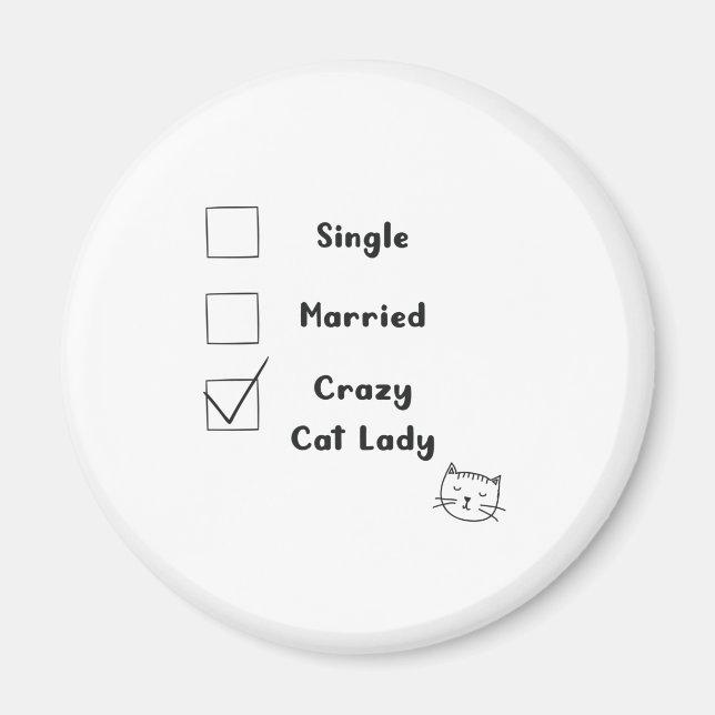 Crazy Cat Dam Cat Mamma Gift Magnet (Framsidan)