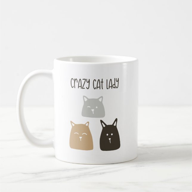 Crazy Cat Dam Coffee Mugg - Lustigt gåva för katt (Vänster)