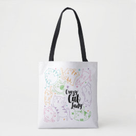 Crazy Cat Dam Colorful Tecknad Mönster Gift Tygkasse