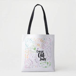 Crazy Cat Dam Colorful Tecknad Mönster Gift Tygkasse