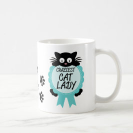 Crazy Cat Dam Craziest Award Paw Print Funny Gift Kaffemugg