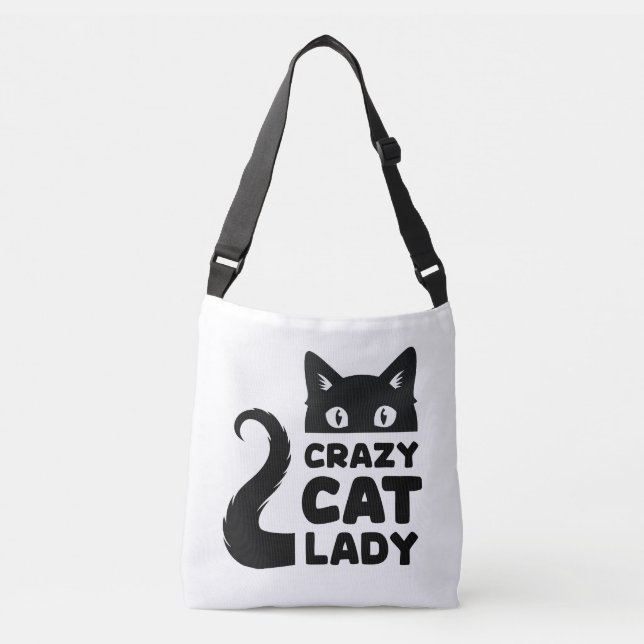 Crazy Cat Dam Crossbody Tote/Messenger bag Axelväska (Framsida)