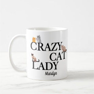 Crazy Cat Dam Cute Monogram Kaffemugg