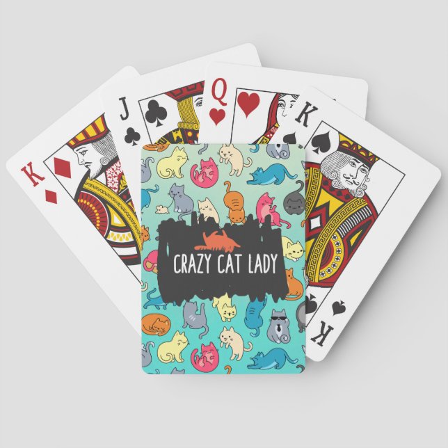 Crazy Cat Dam Cute och Cat Mönster Casinokort (Baksidan)