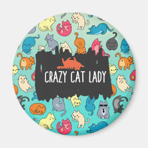 Crazy Cat Dam Cute och Cat Mönster Magnet