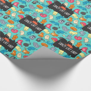 Crazy Cat Dam Cute och Cat Mönster Presentpapper