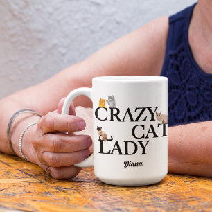 Crazy Cat Dam Cute Personlig Kaffemugg