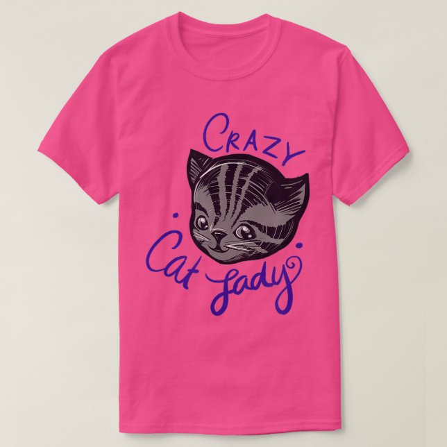 Crazy Cat Dam Cute Tiger Rand Tabby katt Art T Shirt (Design framsida)