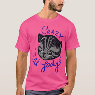 Crazy Cat Dam Cute Tiger Rand Tabby katt Art T Shirt