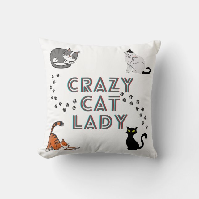 "Crazy cat dam" dekorativ kudde. Kudde (Framsida)