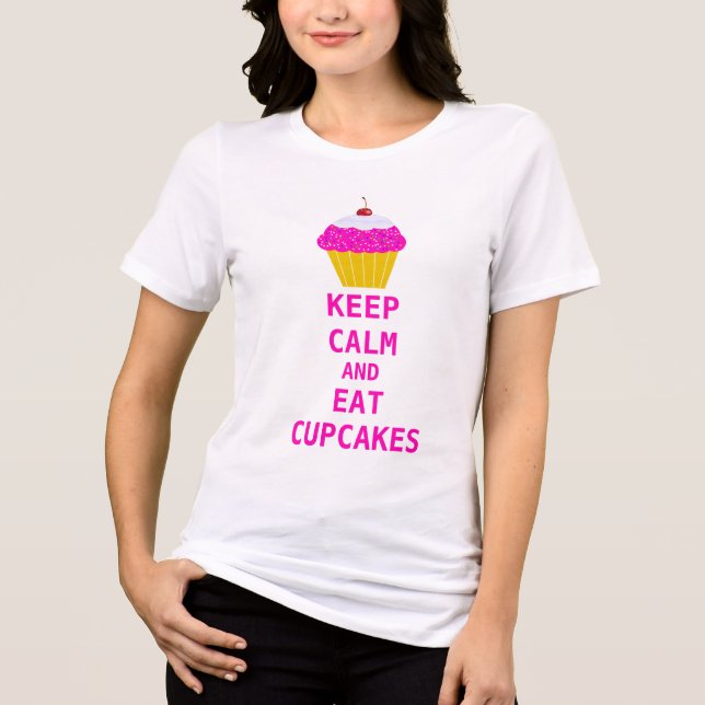 Crazy Cat Dam Eats Cakes Behålla Lugn Eat Muffinsa T-shirt (Framsida)