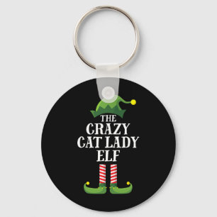 Crazy Cat Dam Elf Matching Family Group jul Nyckelring