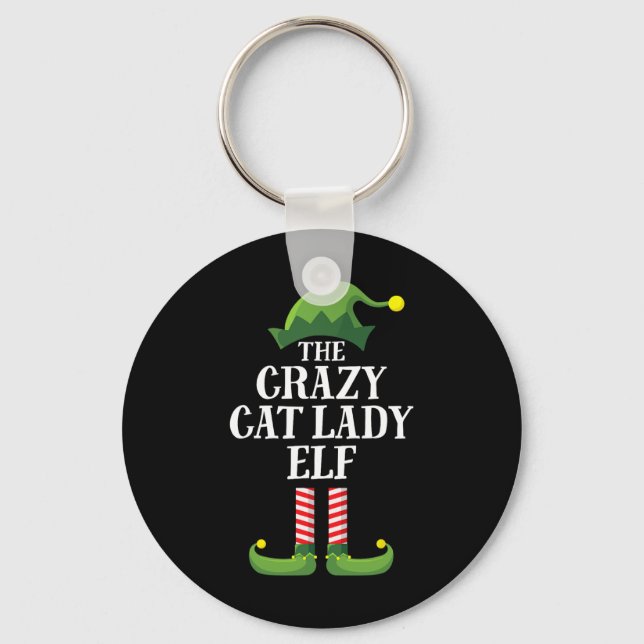 Crazy Cat Dam Elf Matching Family Group jul Nyckelring (Framsida)