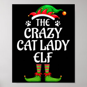 Crazy Cat Dam Elf Matching Family Group jul Poster