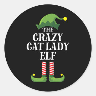 Crazy Cat Dam Elf Matching Family Group jul Runt Klistermärke