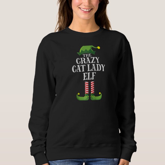 Crazy Cat Dam Elf Matching Family Group jul T Shirt (Framsida)