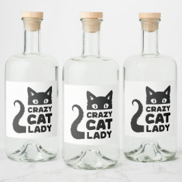 Crazy Cat Dam Food & Beverage Labels Spritflaskor Etikett