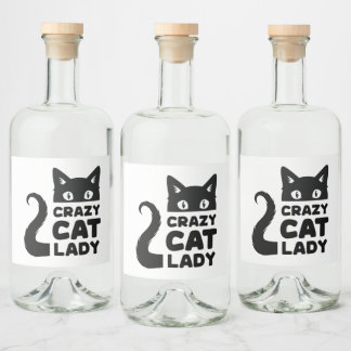 Crazy Cat Dam Food & Beverage Labels Spritflaskor Etikett